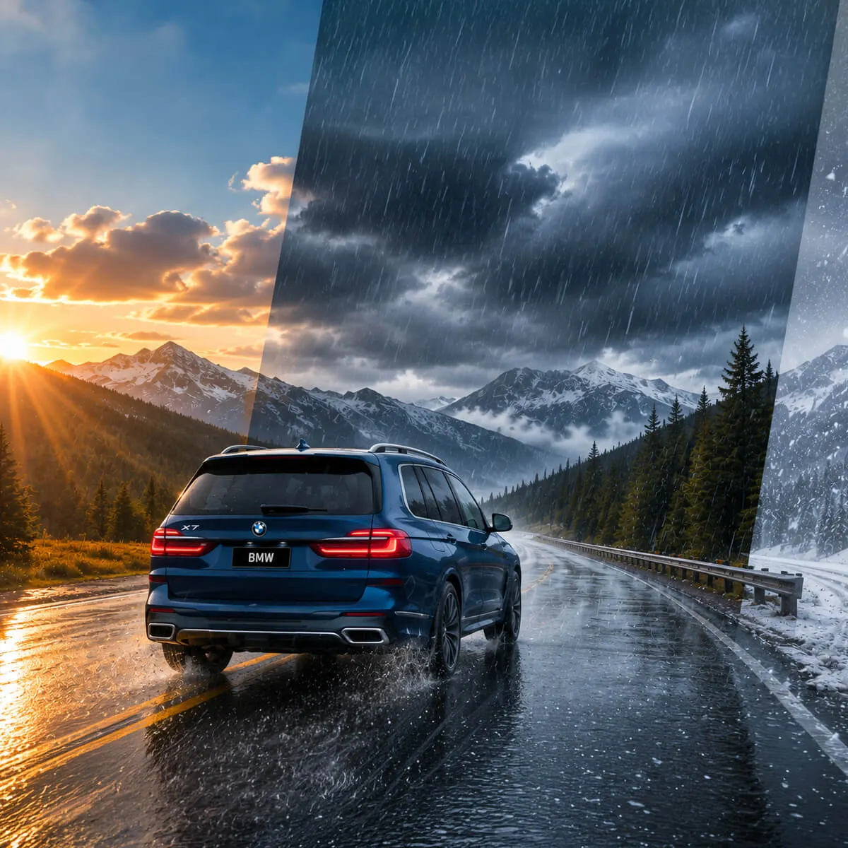 BMW driving in Colorado weather