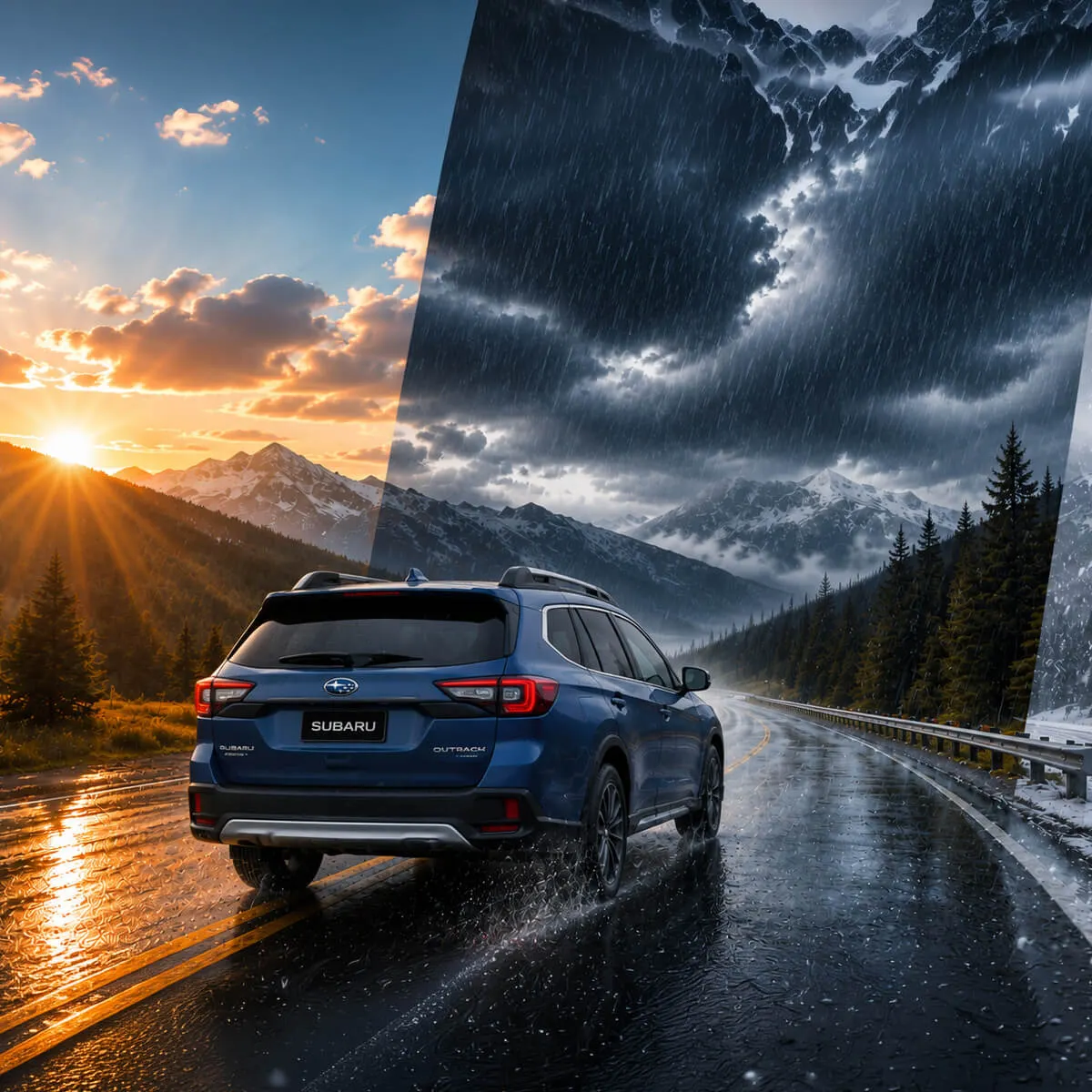 Subaru driving in Colorado weather