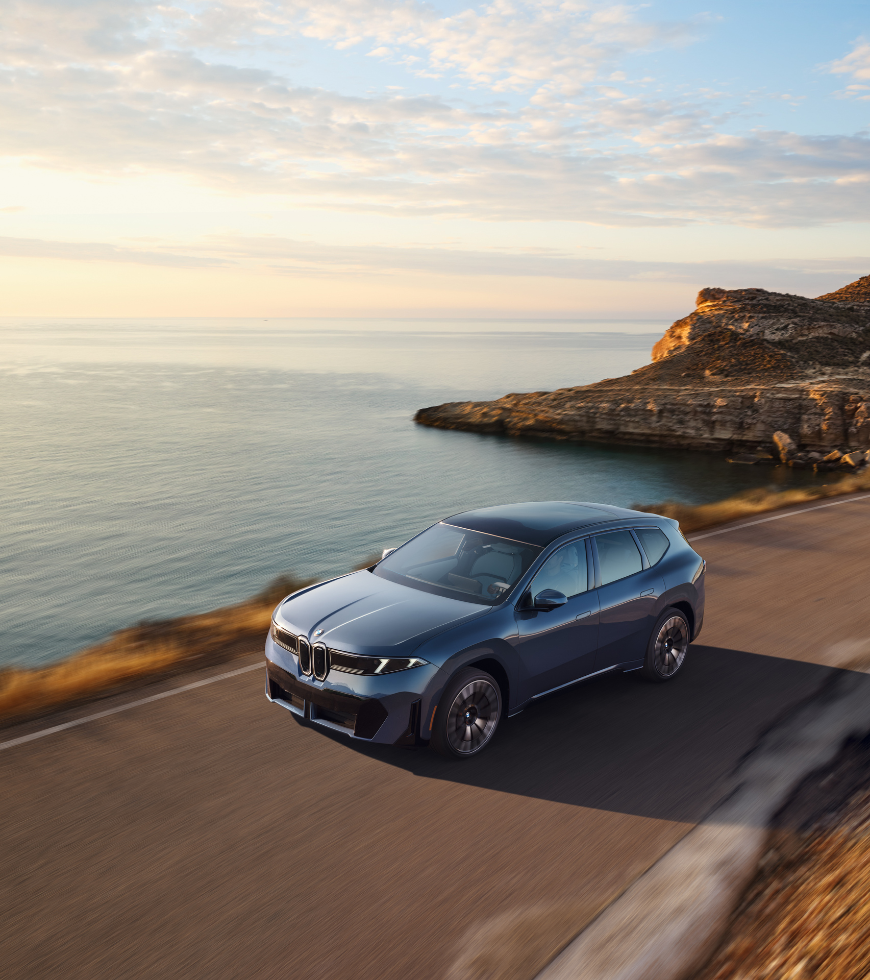 BMW iX3 driving, seen from above
