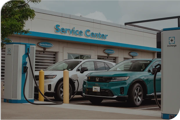 Vehicle being serviced by certified technician